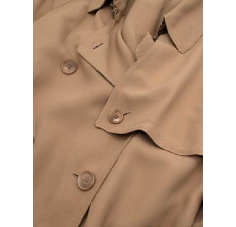 Burberry Camel Silk Crepe Trench Coat For Sale 3