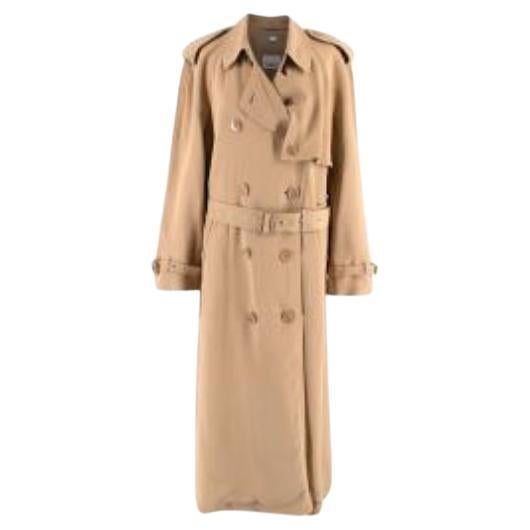 Burberry Camel Silk Crepe Trench Coat For Sale