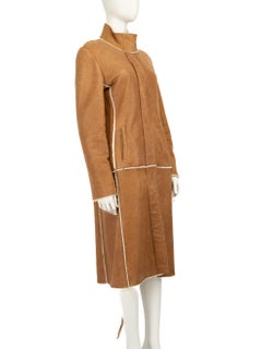 Burberry Camel Suede Shearling Long Coat Size M