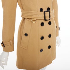 BURBERRY camel wool cashmere logo buttons classic trench jacket coat UK4 XXS