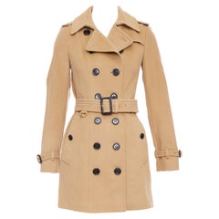 Burberry camel laine cachemire boutons logo veste trench classique manteau UK4 XXS
