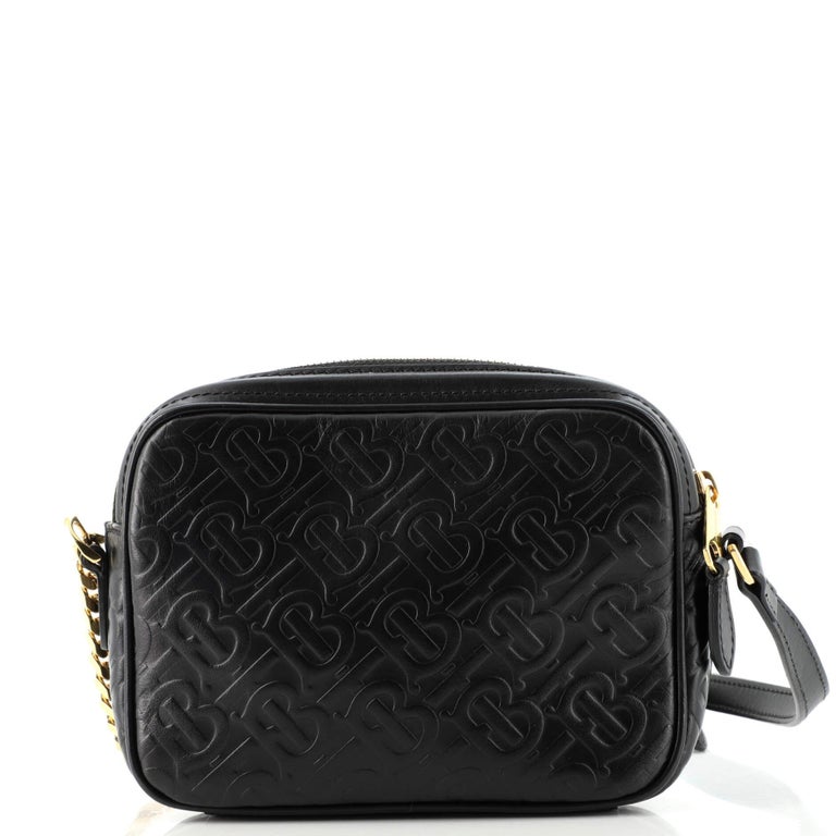 Burberry Camera Bag Monogram Embossed Leather Small For Sale at 1stDibs
