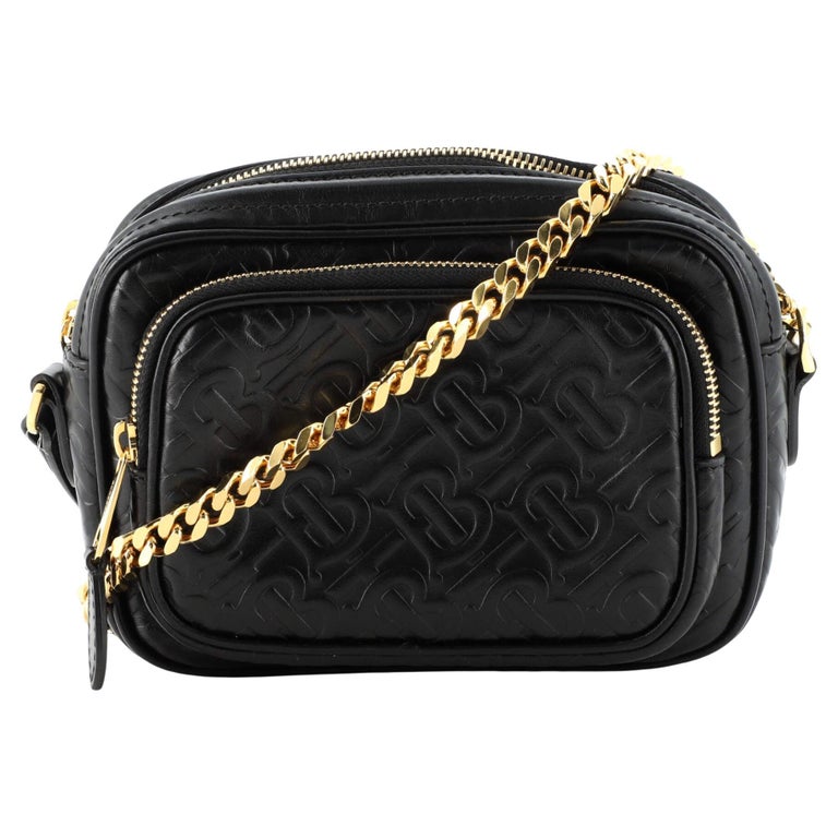 Burberry Camera Bag Monogram Embossed Leather Small For Sale at 1stDibs