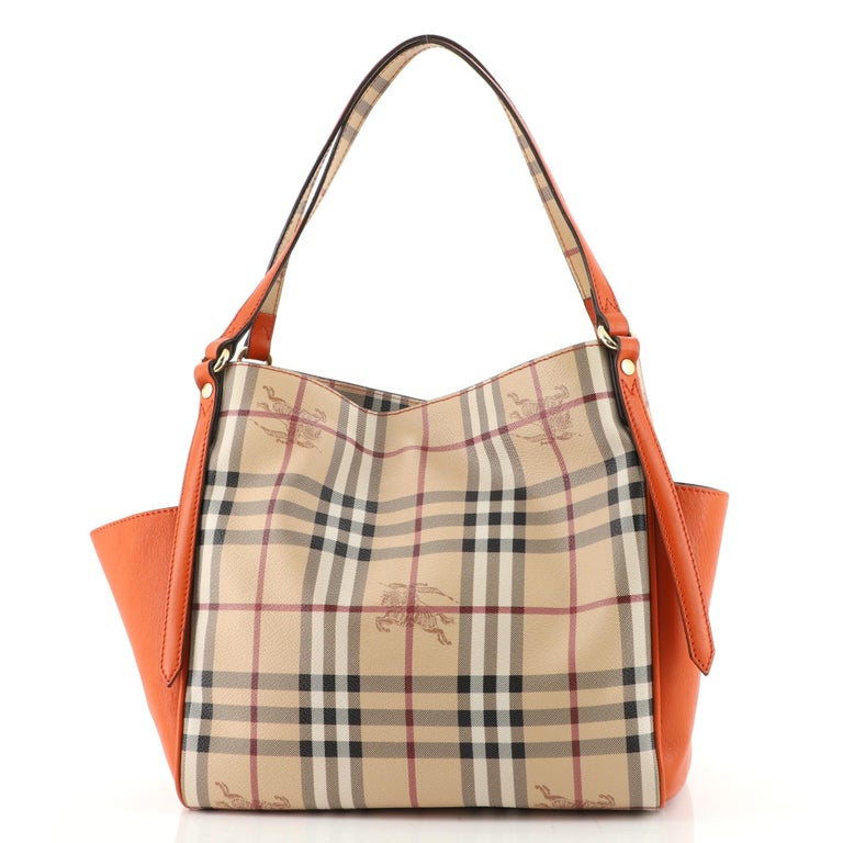 Burberry Canterbury Panels Tote Haymarket Coated Canvas and Leather Small  at 1stDibs