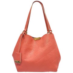 Burberry Canterbury Rose Pink Embossed Check Tote Handbag