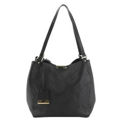 Burberry Canterbury Tote Check Embossed Leather Small