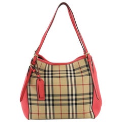 Burberry Canterbury Tote Horseferry Check Canvas and Leather Small