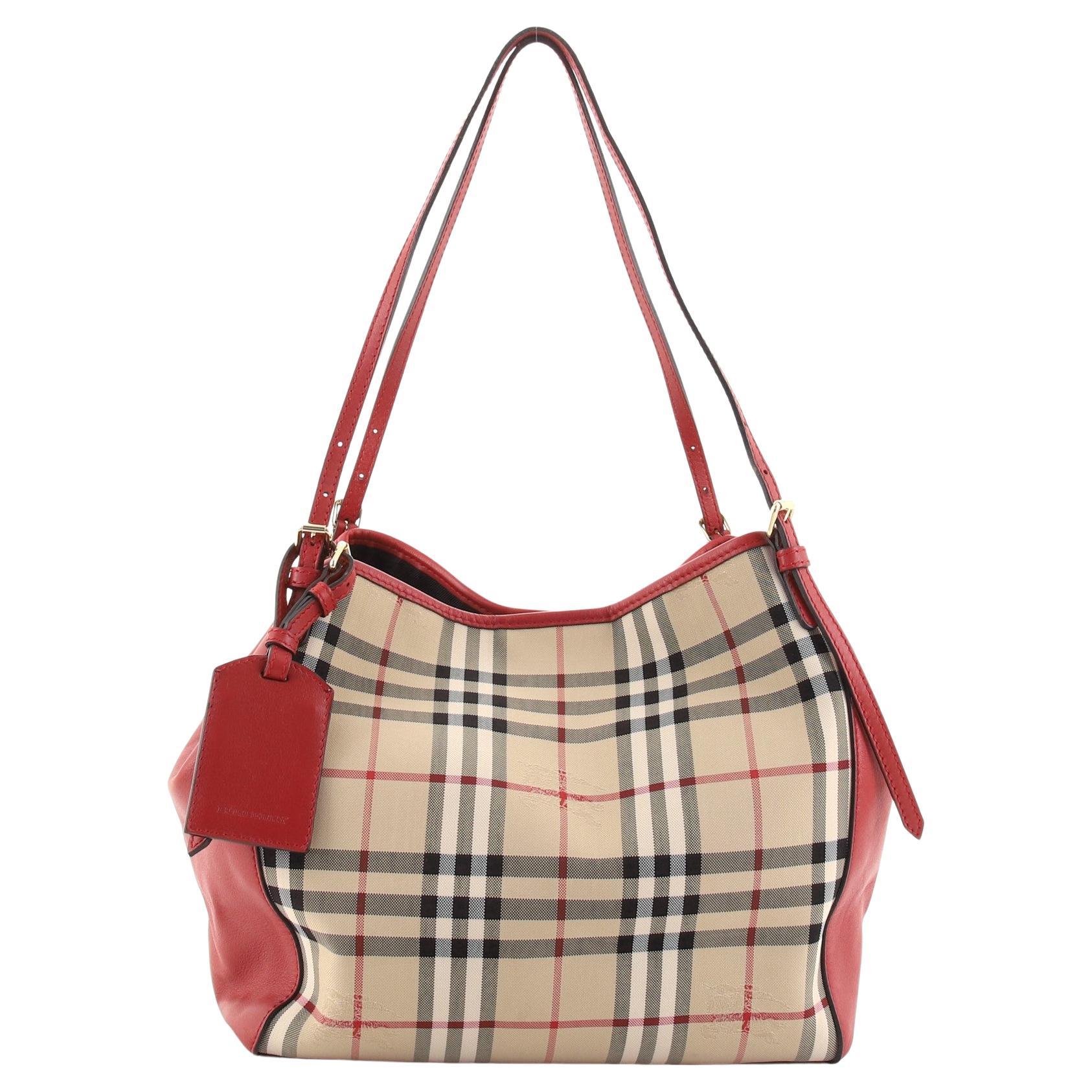 Burberry Canterbury Tote Horseferry Check Canvas and Leather Small