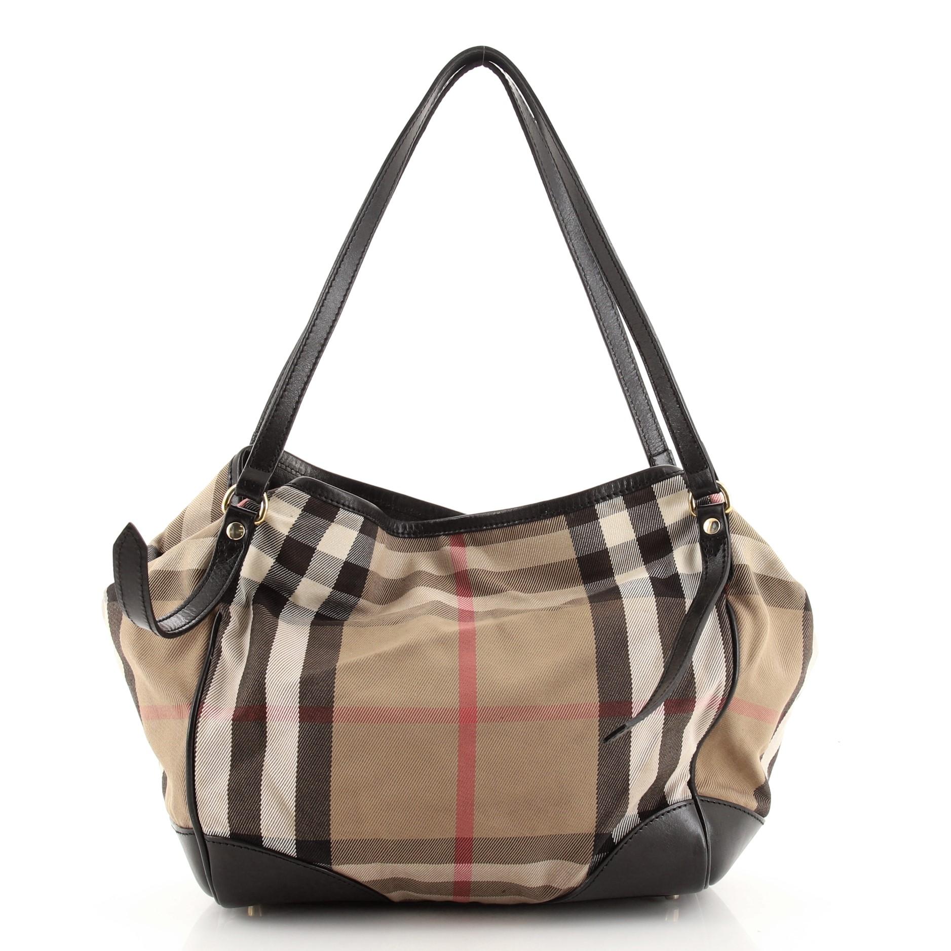 Burberry Canterbury Tote House Kariertes Segeltuch Klein (Braun)