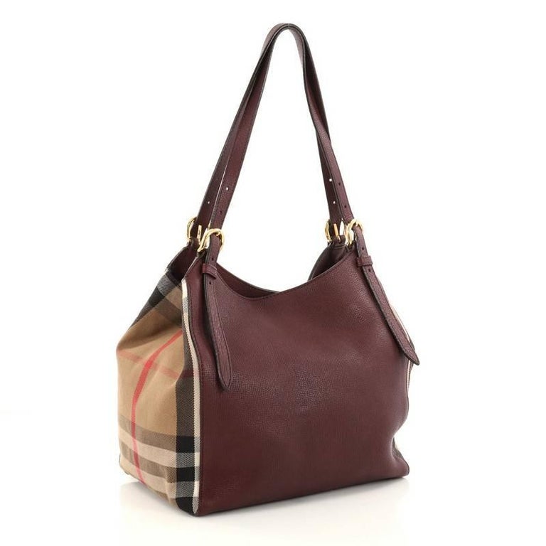 Burberry Canterbury Tote Leather and House Check Canvas Small at 1stDibs | burberry canterbury bag