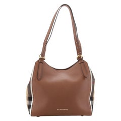 Burberry Canterbury Tote Leather and House Check Canvas Small