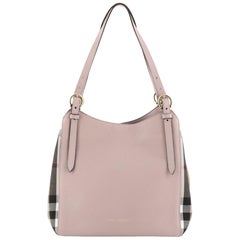 Burberry Canterbury Tote Leather and House Check Canvas Small