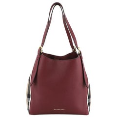 Burberry Canterbury Tote Leather and House Check Canvas Small
