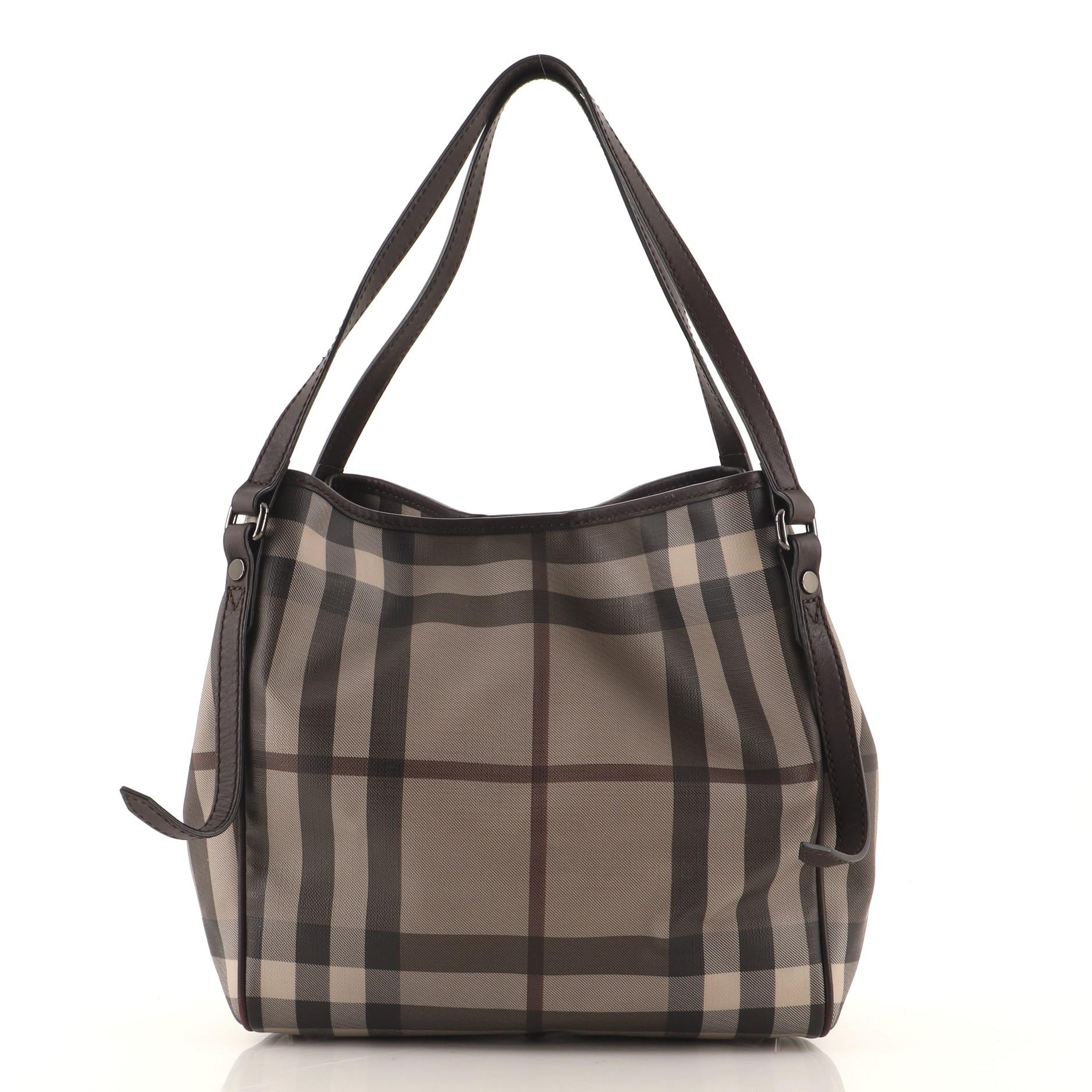 Burberry Canterbury Tote Geräuchertes Karo Beschichtetes Segeltuch Klein im Zustand „Gut“ in NY, NY