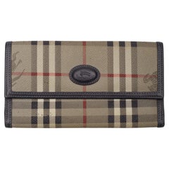 Burberry Portafoglio con patta in tela Classic Check Beige