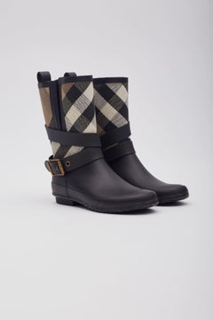 Burberry Canvas Plaid Print Rain Boots (EU 35)