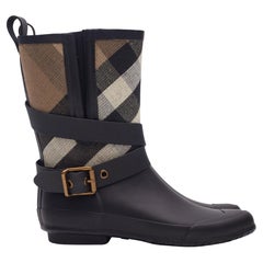 Burberry Canvas Plaid Print Rain Boots (EU 35)