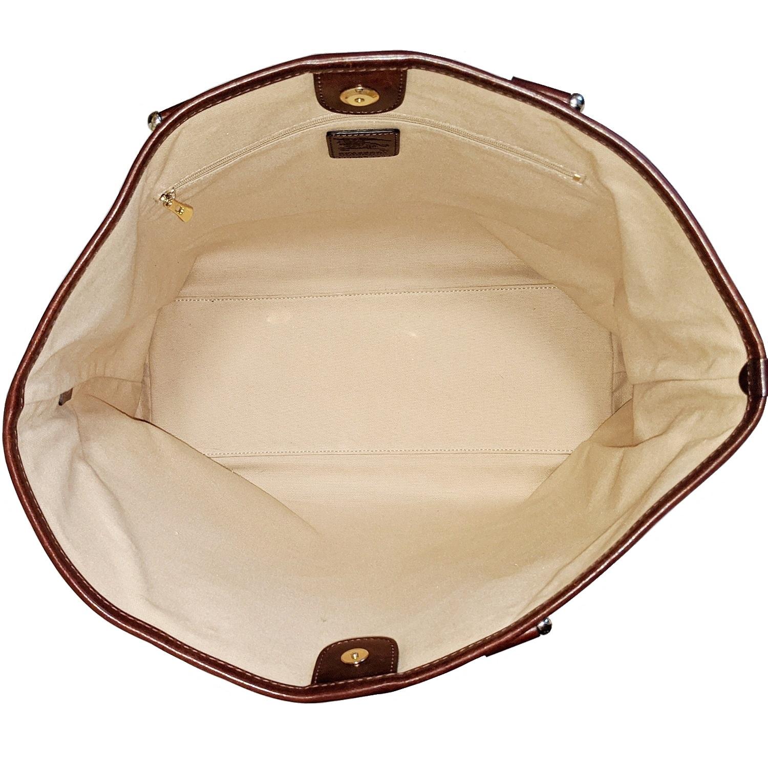 Tote Burberry in tela con stampa a quadri viola 2