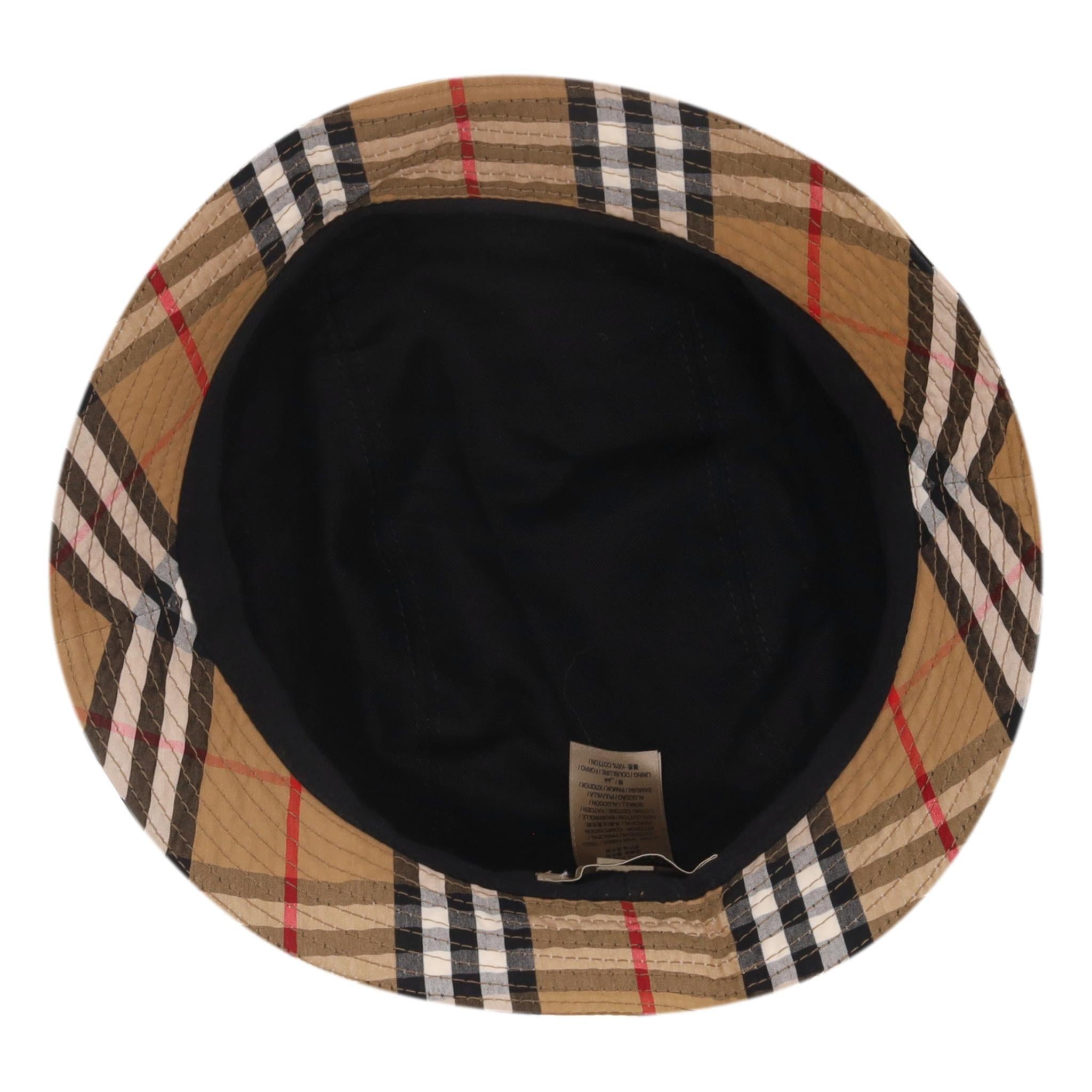 Women's Burberry Canvas Vintage Check Bucket Hat For Sale