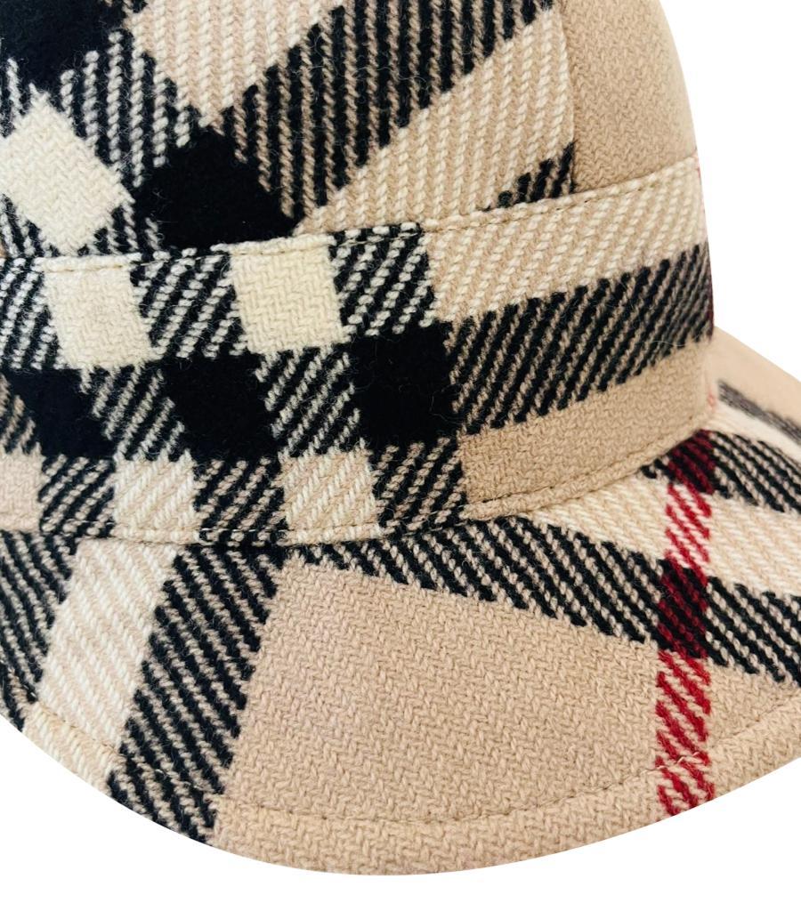 Brown Burberry Cashmere & Wool Nova Check Hat/Cap