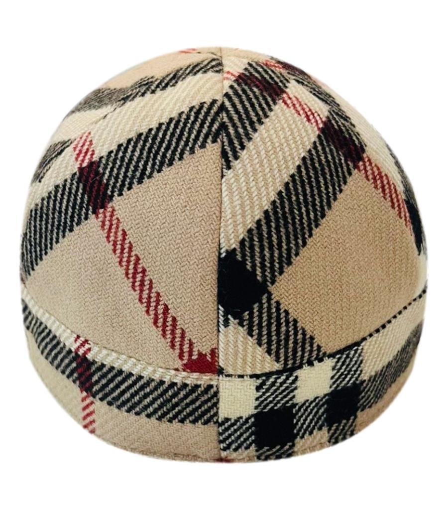 Burberry Cashmere & Wool Nova Check Hat/Cap In Excellent Condition In London, GB
