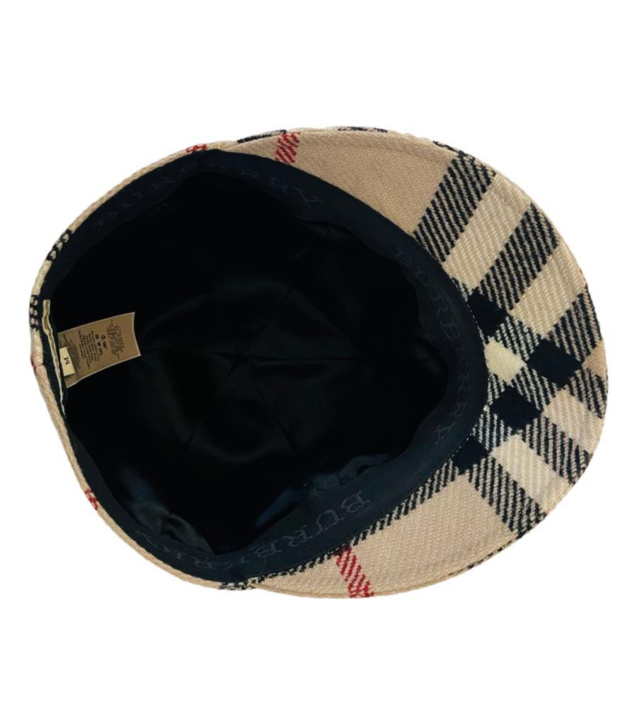 Burberry Cashmere & Wool Nova Check Hat/Cap For Sale 1