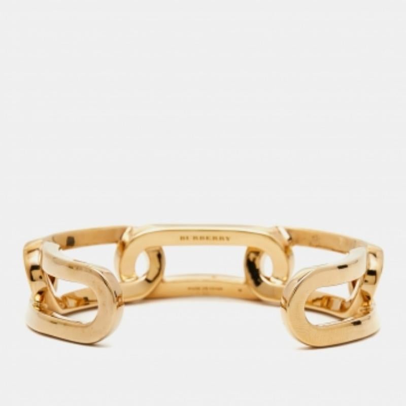 Bracelet manchette à maillons en or de Burberry en vente 1