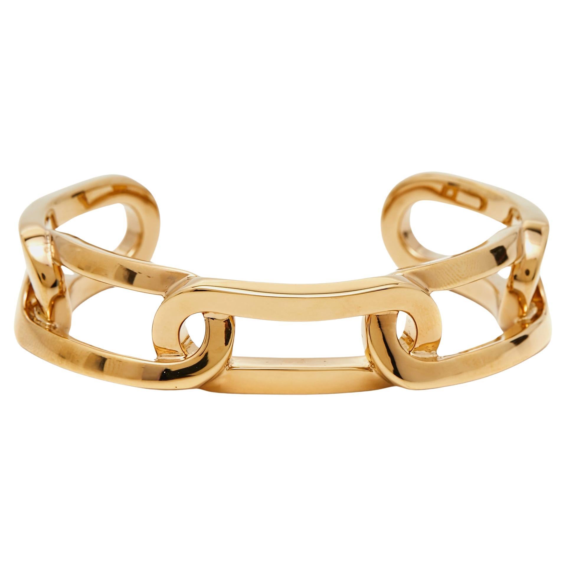 Burberry Chain Link Gold Tone Cuff Bracelet