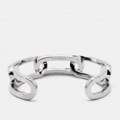 Burberry Chain Link Motif Silver Tone Open Cuff Bracelet M