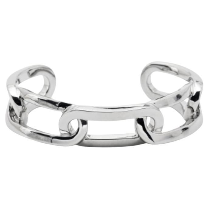 Burberry Kette Link Motiv Silberton offenes Manschettenarmband M im Angebot