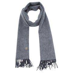 Burberry Charcoal Grey Cashmere Reversible Scarf