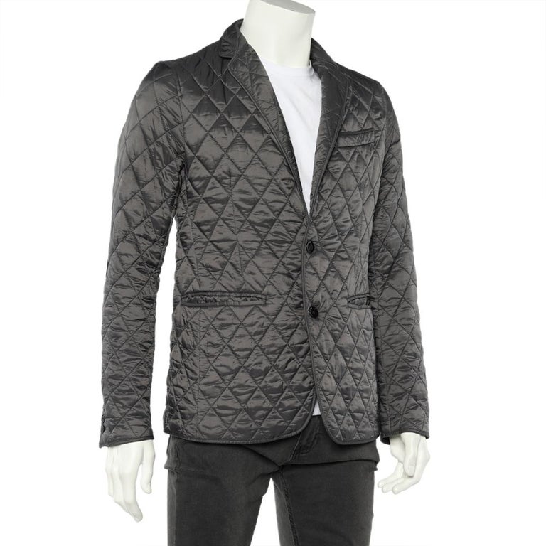 Burberry Charcoal Grey Quilted Synthetic Jacket M For Sale at 1stDibs