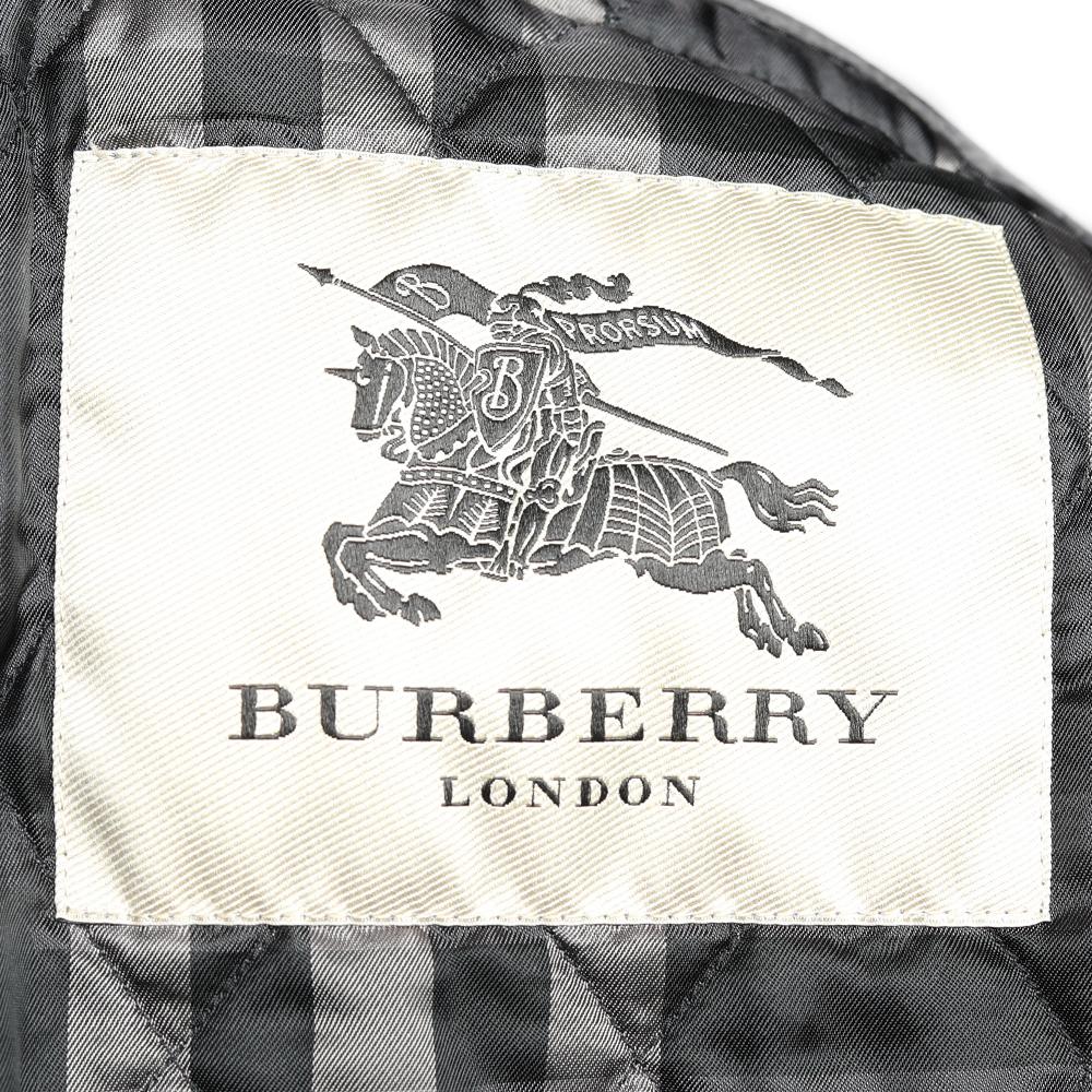 Black Burberry Charcoal Grey Quilted Synthetic Jacket M For Sale