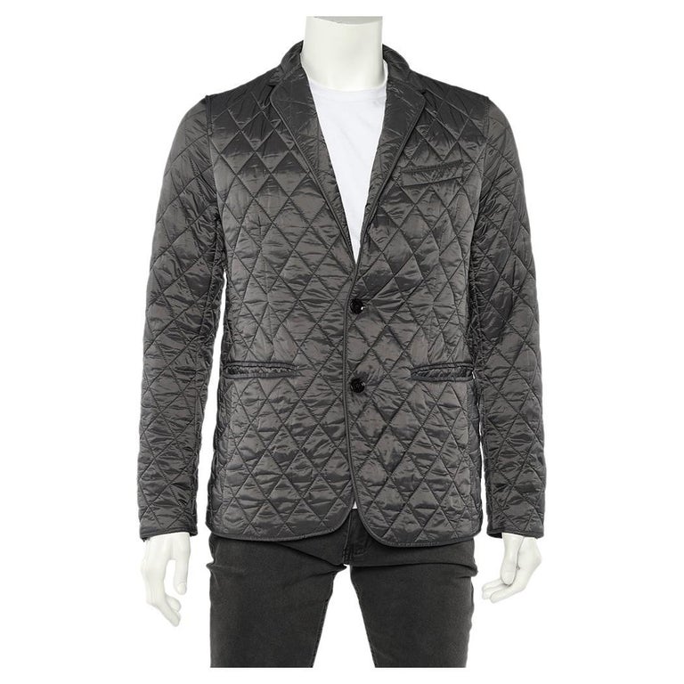 Burberry Charcoal Grey Quilted Synthetic Jacket M For Sale at 1stDibs