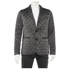Used Burberry Charcoal Grey Quilted Synthetic Jacket M