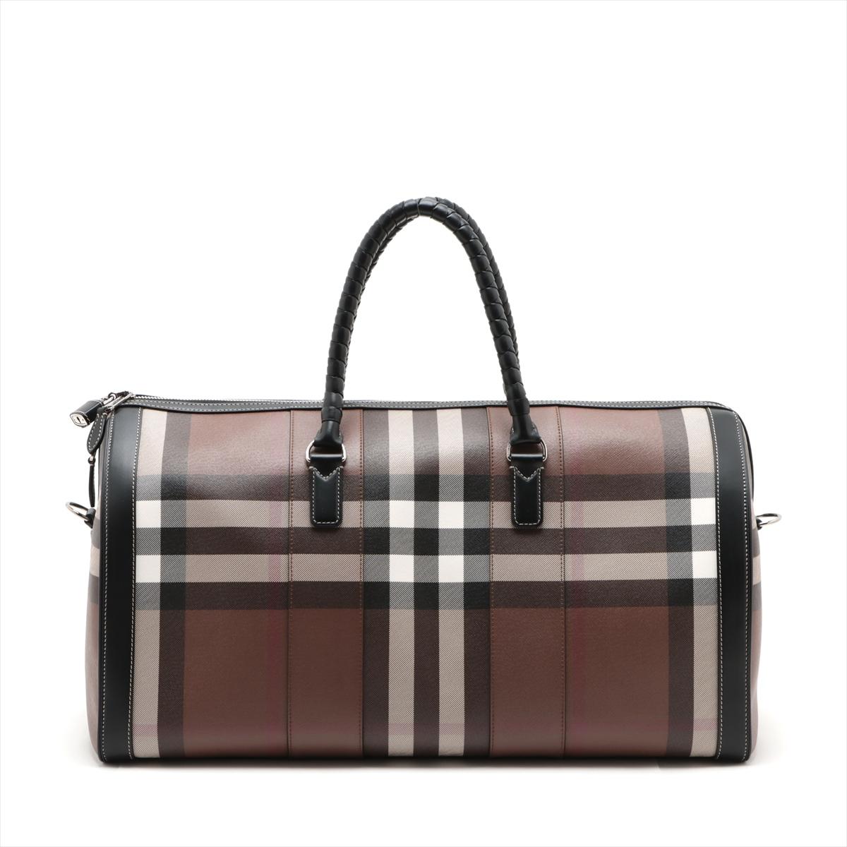 Bolso Boston de piel a cuadros Burberry Marrón en Bueno Estado en Humacao, PR