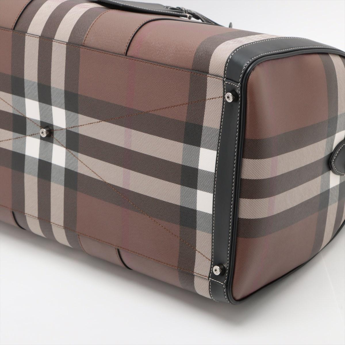 De las mujeres Bolso Boston de piel a cuadros Burberry Marrón