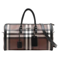 Bolso Boston de piel a cuadros Burberry Marrón