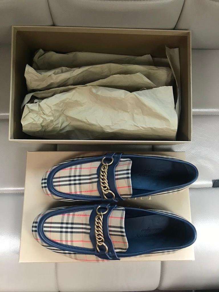 BURBERRY check mens loafers size 44 NEW 