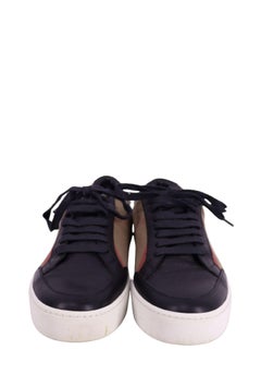 Burberry Check Panel Leather Sneakers - EU 38