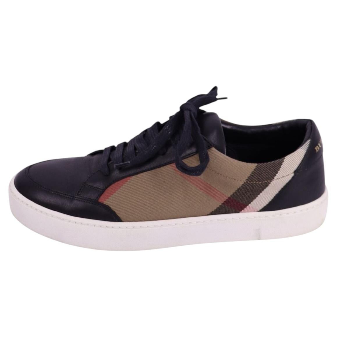 Baskets en cuir à motif Burberry Check - pointure 38 (UE) en vente
