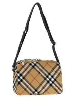 Burberry-Umhängetasche aus beschichtetem Canvas mit Karomuster – Beige