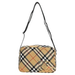 Burberry-Umhängetasche aus beschichtetem Canvas mit Karomuster – Beige