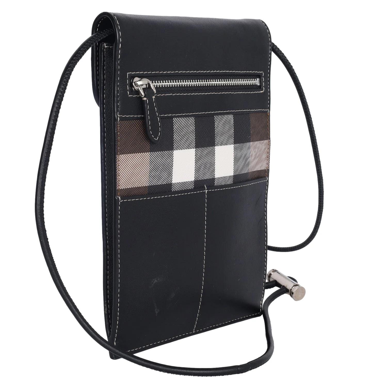 Burberry Check Print Leather Robin Crossbody Bag Multicolor In Good Condition For Sale In Salt Lake Cty, UT