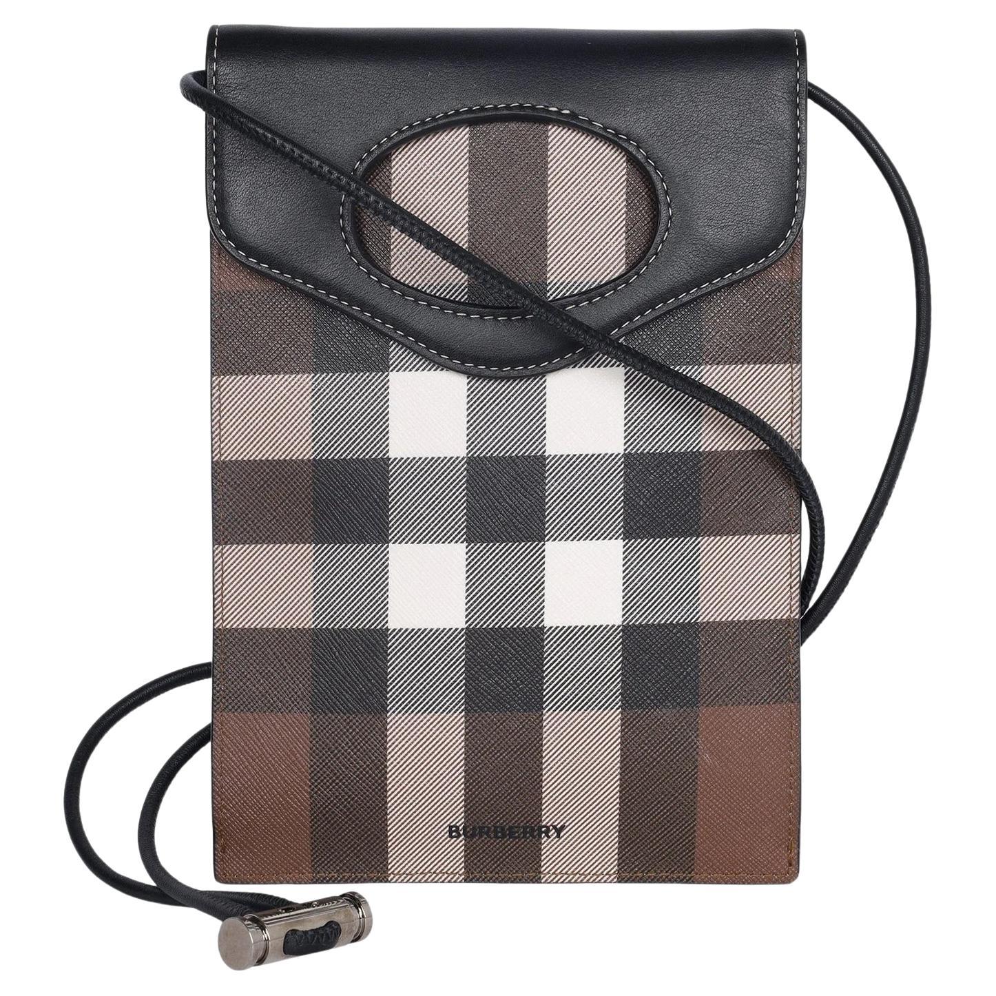 Burberry Check Print Leather Robin Crossbody Bag Multicolor