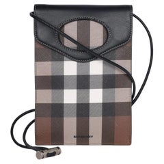 Burberry Check Print Leather Robin Crossbody Bag Multicolor