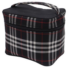 Kosmetiktasche mit Burberry-Karomuster aus schwarzem Canvas
