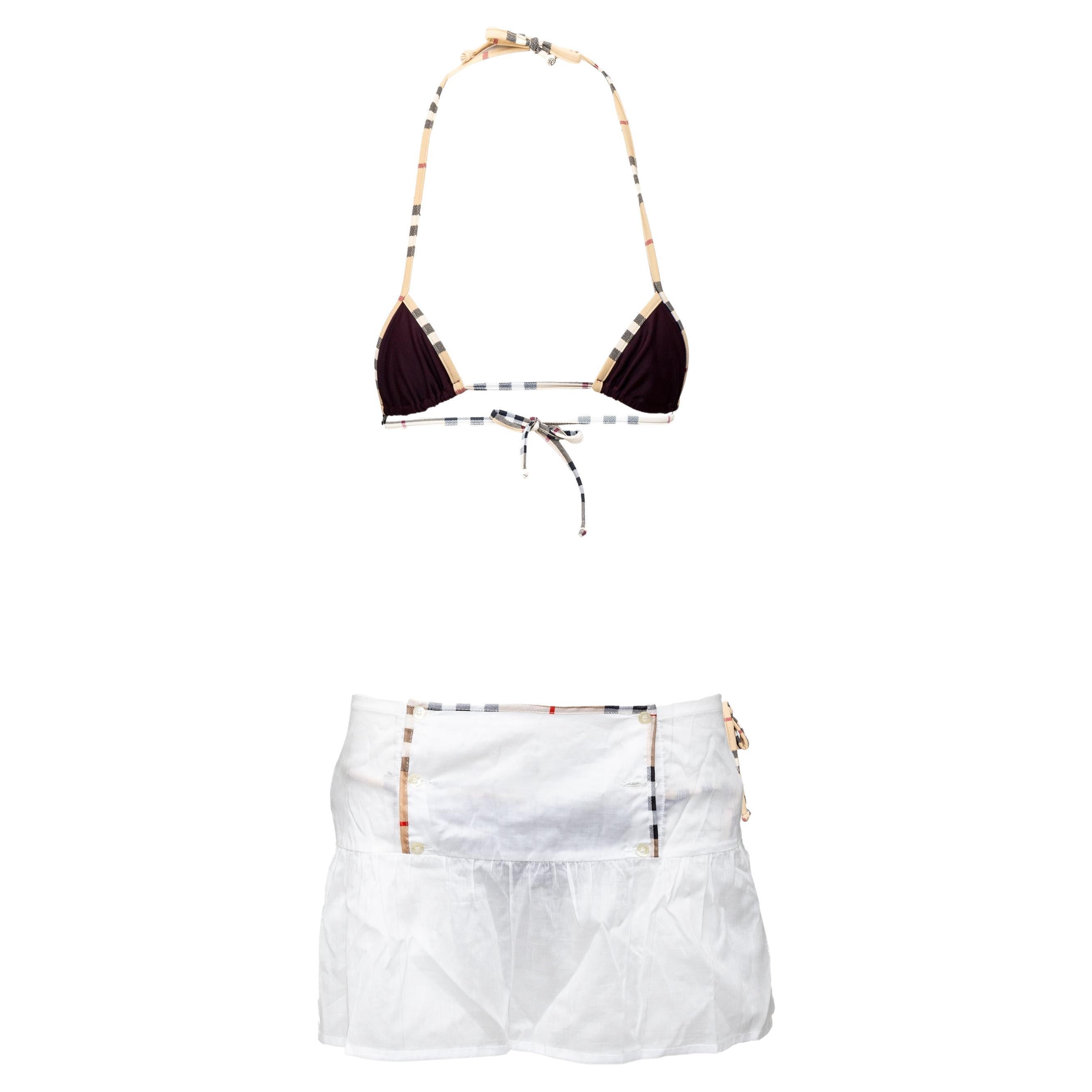 Costume da bagno con gonna a quadri Burberry - Anni '20 in vendita