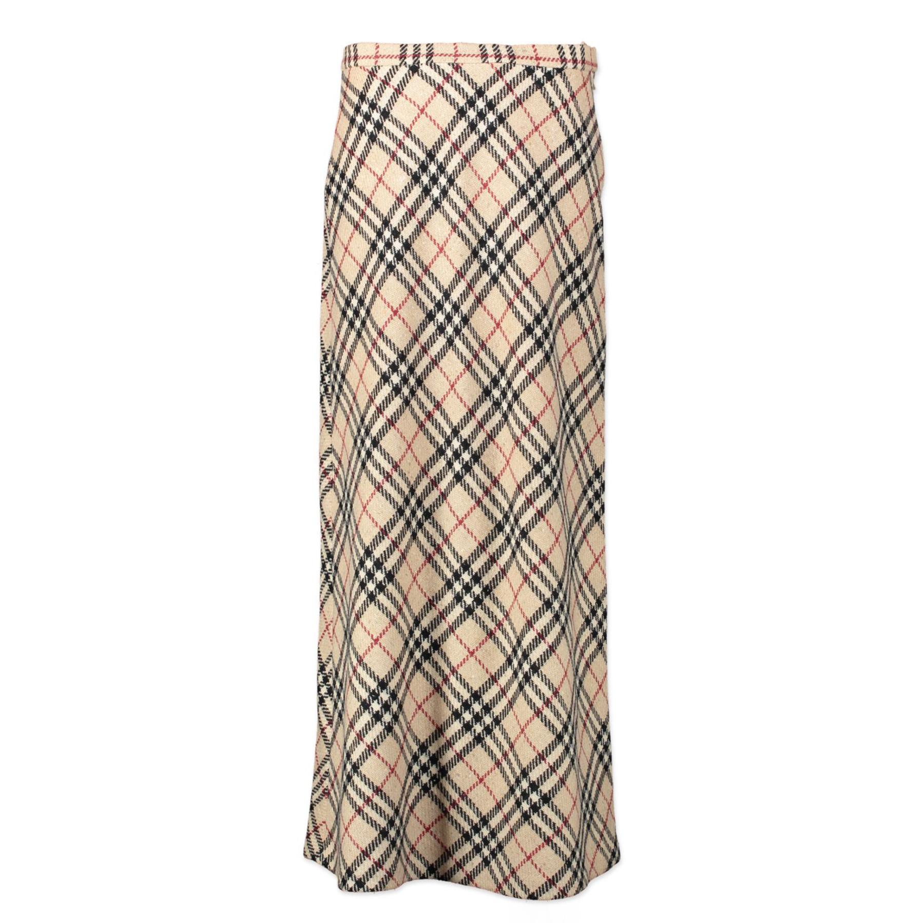 Burberry Checked Pattern Long Skirt 