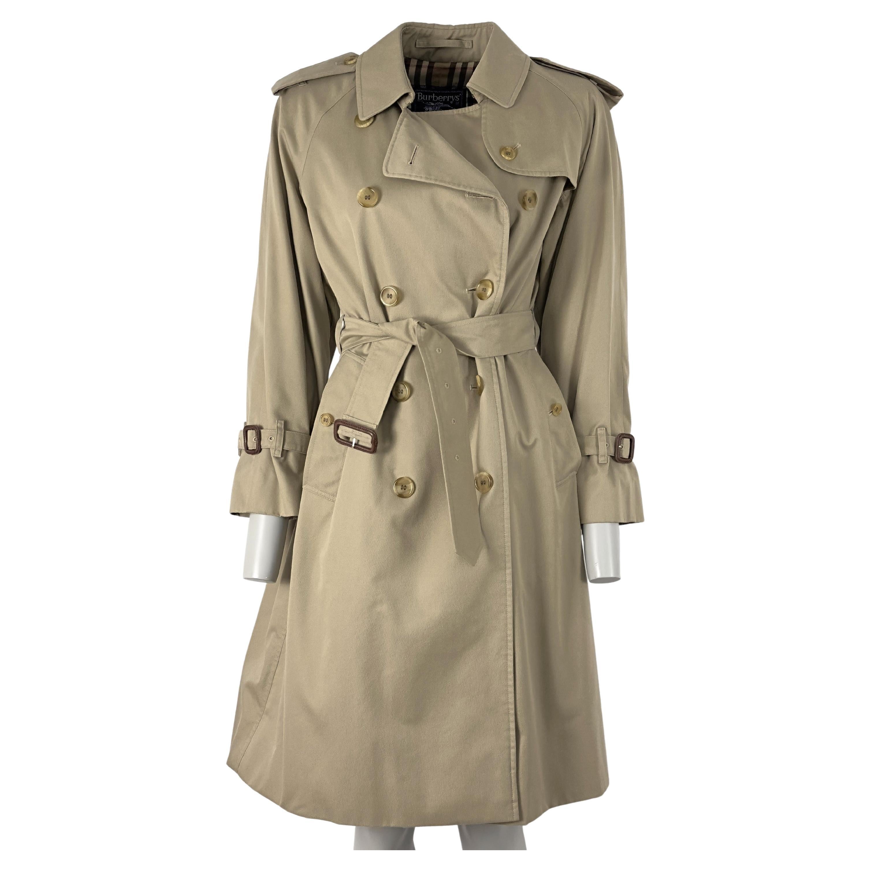 BURBERRY Chelsea Trench Coat S Algodón Beige Circa 1990